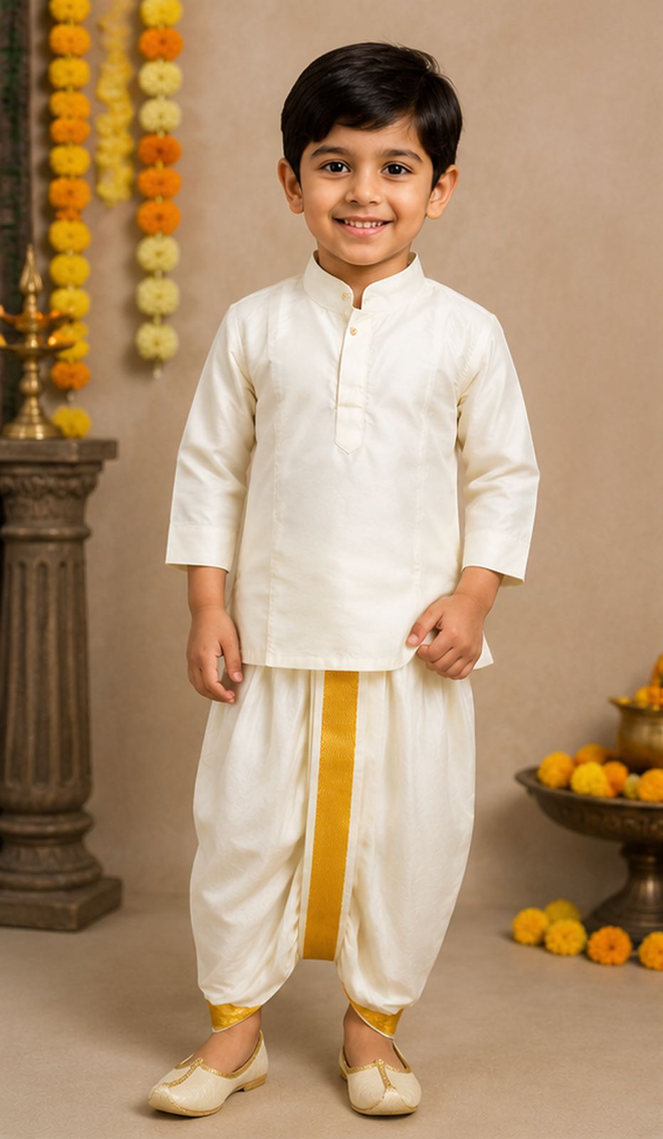 Boys White Kurta Dhoti Set